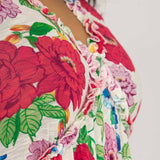 Soft flourish short jersey dress - Red flowers