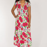 Soft flourish midi jersey dress - Red flowers
