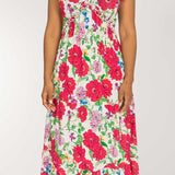 Soft flourish midi jersey dress - Red flowers