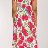 Soft flourish midi jersey dress - Red flowers