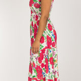 Soft flourish midi jersey dress - Red flowers