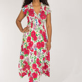 Soft flourish midi jersey dress - Red flowers