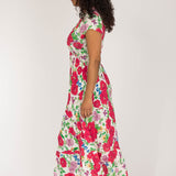 Soft flourish midi jersey dress - Red flowers