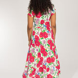 Soft flourish midi jersey dress - Red flowers