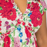 Soft flourish midi jersey dress - Red flowers
