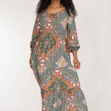 Soft viscose smock midi dress - Khaki green