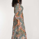 Soft viscose smock midi dress - Khaki green