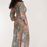 Soft viscose smock midi dress - Khaki green
