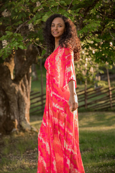 To wear everywhere long jersey dress - Coral Batik - Ankellång klänning i trikå