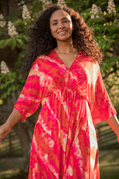 To wear everywhere long jersey dress - Coral Batik - Ankellång klänning i trikå
