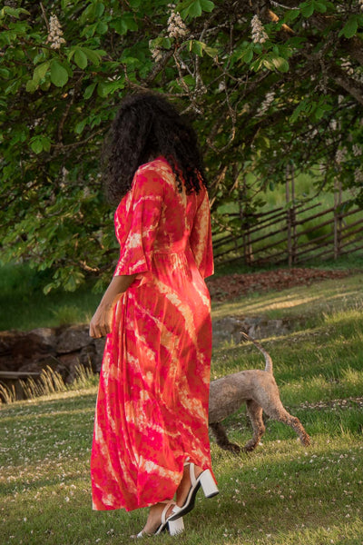 To wear everywhere long jersey dress - Coral Batik - Ankellång klänning i trikå
