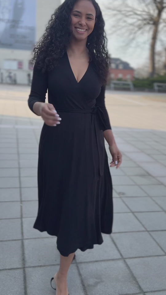 Bestie wrap midi jersey dress - Black