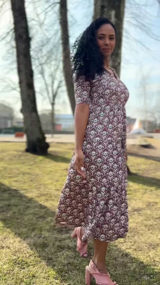 Forever mine collar midi jersey dress - Mauve