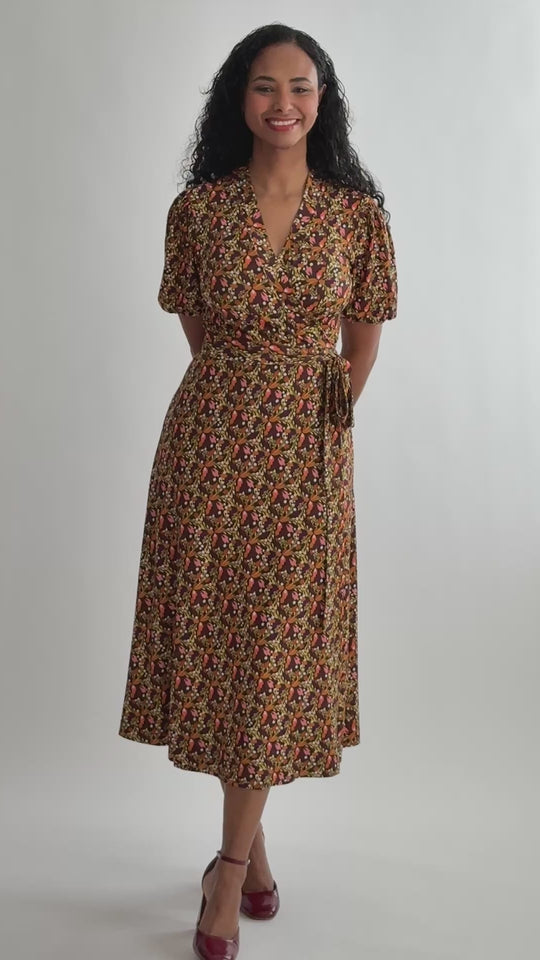 Bestie wrap midi jersey dress - Pink flowers