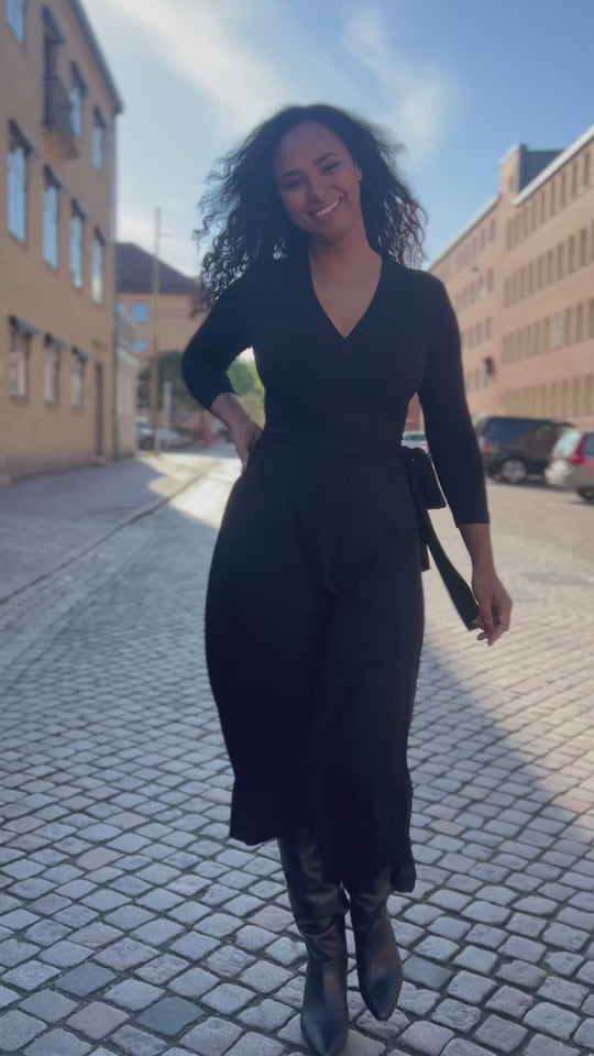 Bestie wrap midi jersey dress - Black