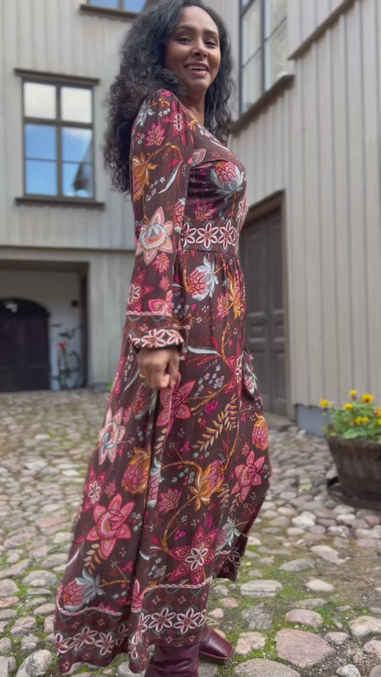Pure boho midi jersey dress - Brown