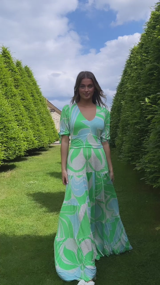 Flowy maxi jersey dress - Green
