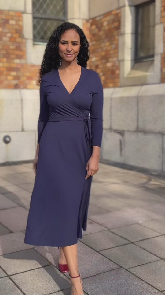 Bestie wrap midi jersey dress - Navy
