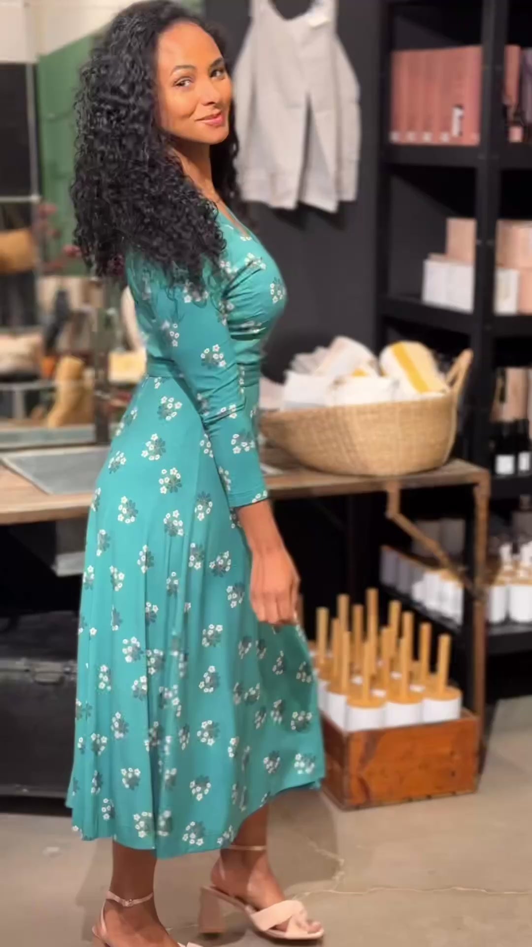 Bestie wrap midi jersey dress - Turquoise
