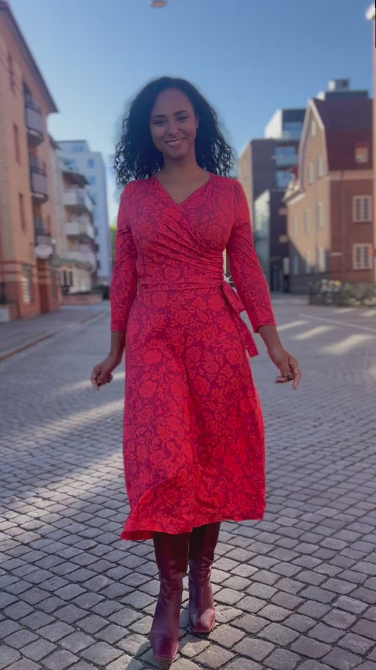 Ready to go midi jersey dress - Red