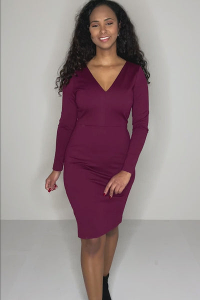 Heavy jersey penn skirt dress - Burgundy - Vinröd, stretchig fodralklänning