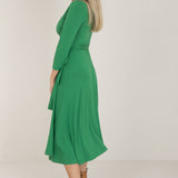 Bestie midi lenght wrap jersey dress - Green - Vadlång, grön omlottklänning i trikå