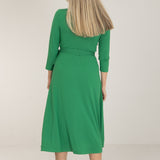 Bestie midi lenght wrap jersey dress - Green - Vadlång, grön omlottklänning i trikå