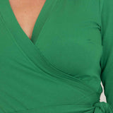 Bestie midi lenght wrap jersey dress - Green - Vadlång, grön omlottklänning i trikå