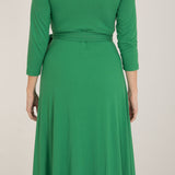 Bestie midi lenght wrap jersey dress - Green - Vadlång, grön omlottklänning i trikå