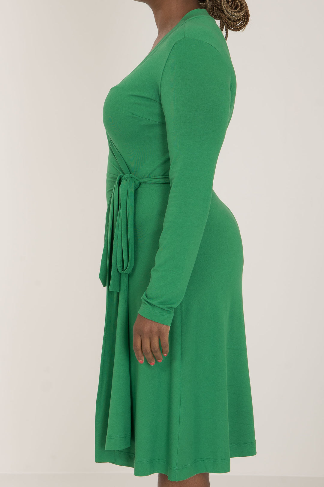 Bestie short wrap jersey dress - Green - Knälång, grön omlottklänning i trikå