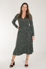 Bestie printed midi wrap jersey dress - Dark green dot