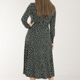 Bestie printed midi wrap jersey dress - Dark green dot