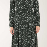 Bestie printed midi wrap jersey dress - Dark green dot