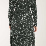 Bestie printed midi wrap jersey dress - Dark green dot