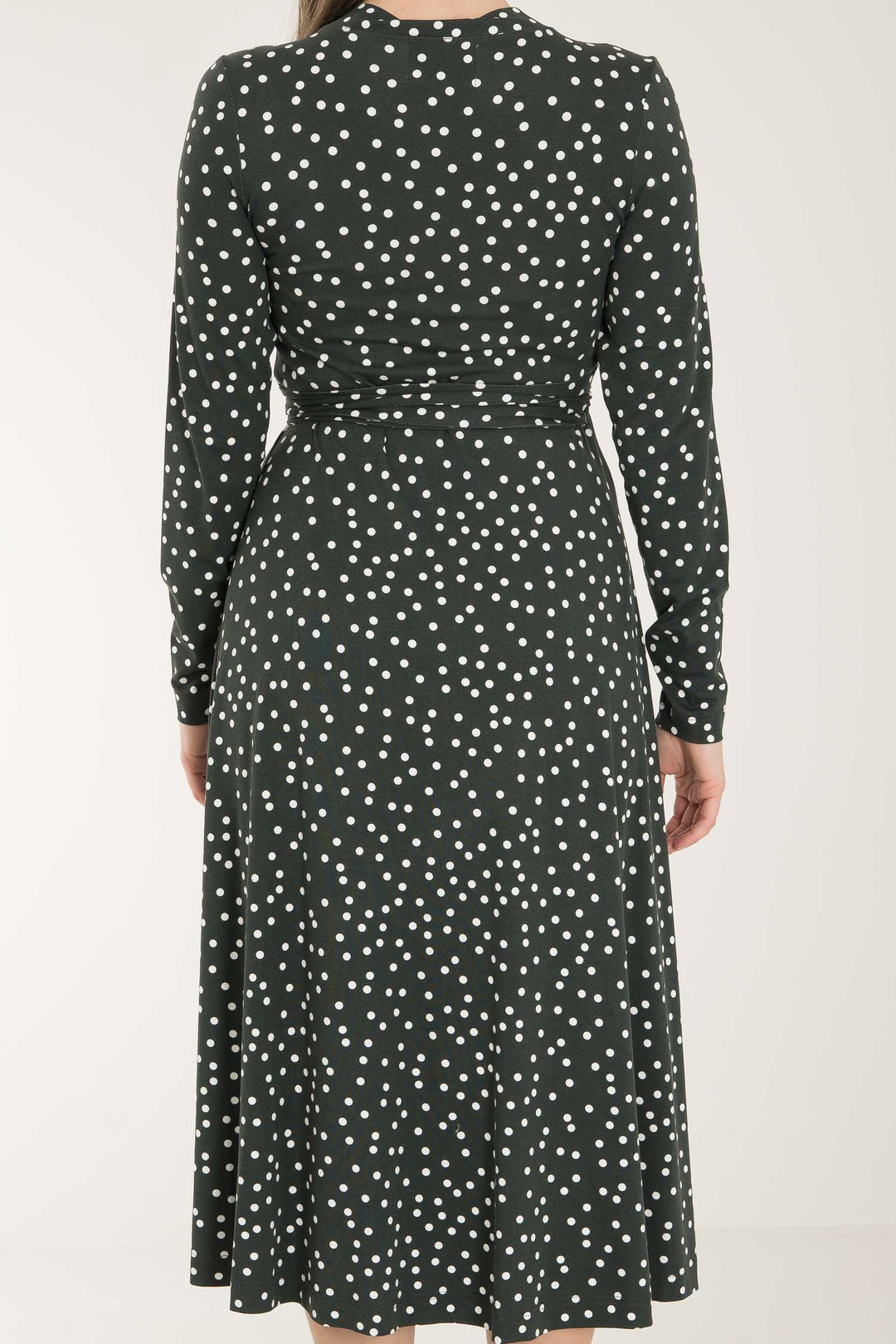 Bestie printed midi wrap jersey dress - Dark green dot