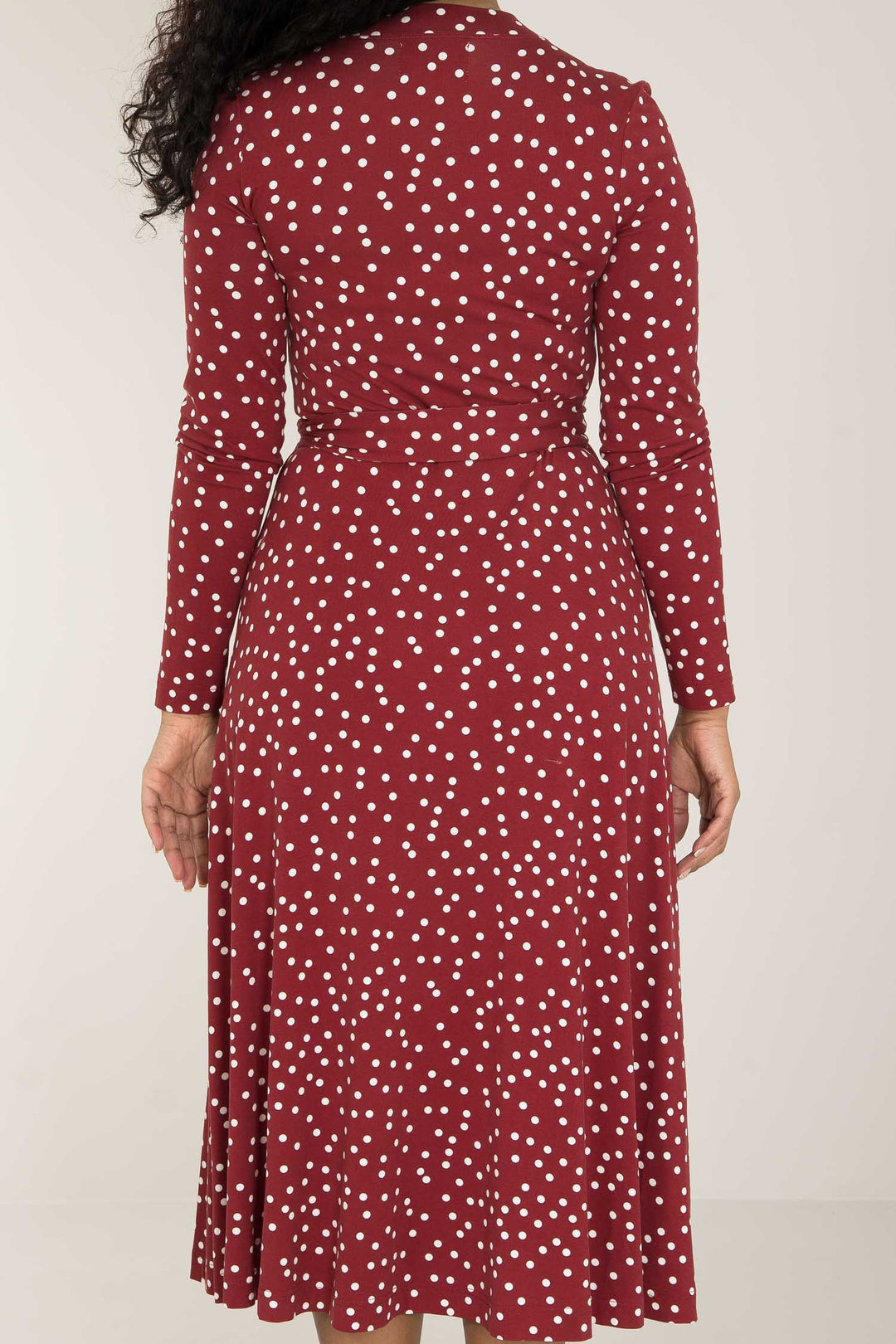 Bestie printed midi wrap jersey dress - Dark red dot