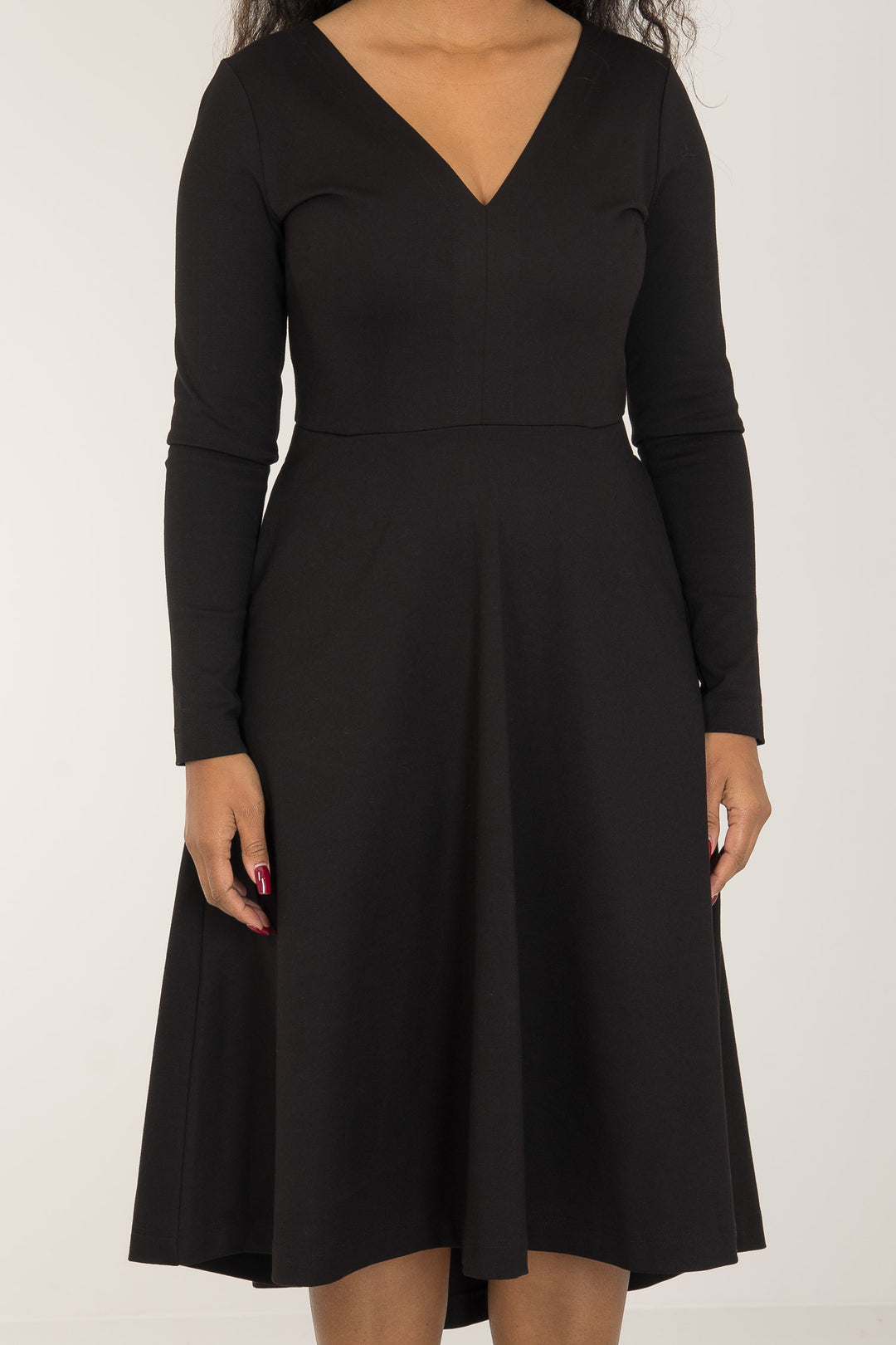 Heavy jersey wide skirt dress - Black - Svart, stretchig klänning med vid kjol