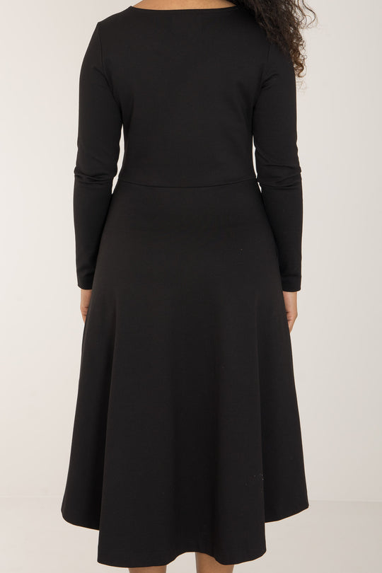 Heavy jersey wide skirt dress - Black - Svart, stretchig klänning med vid kjol