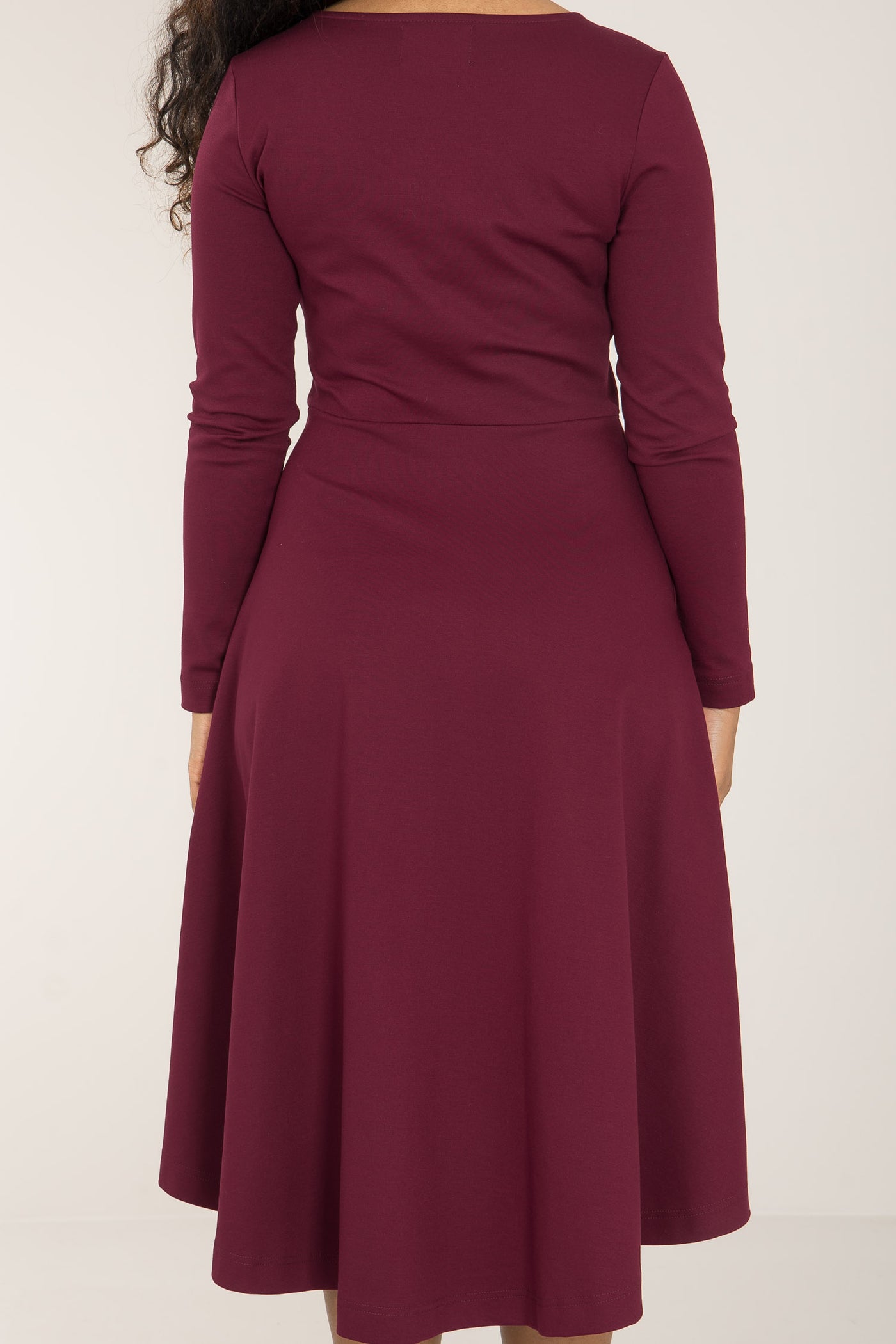 Heavy jersey wide skirt dress - Burgundy - Vinröd, stretchig klänning med vid kjol