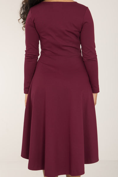 Heavy jersey wide skirt dress - Burgundy - Vinröd, stretchig klänning med vid kjol