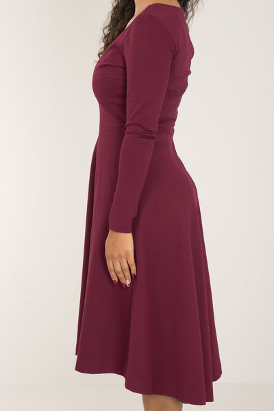 Heavy jersey wide skirt dress - Burgundy - Vinröd, stretchig klänning med vid kjol