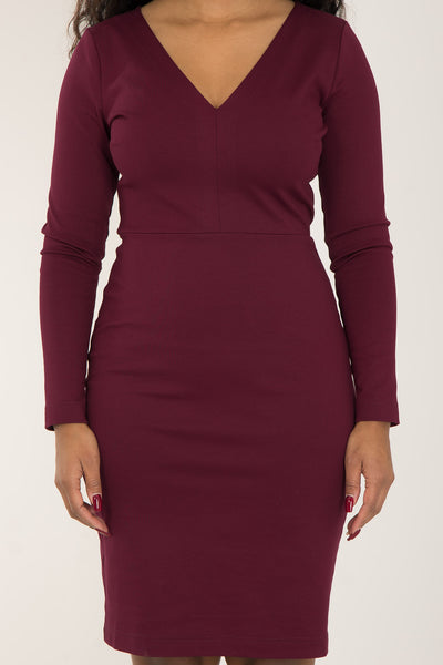 Heavy jersey penn skirt dress - Burgundy - Vinröd, stretchig fodralklänning