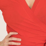 Bestie midi wrap jersey dress - Bright red - Vadlång, klarröd omlottklänning i trikå