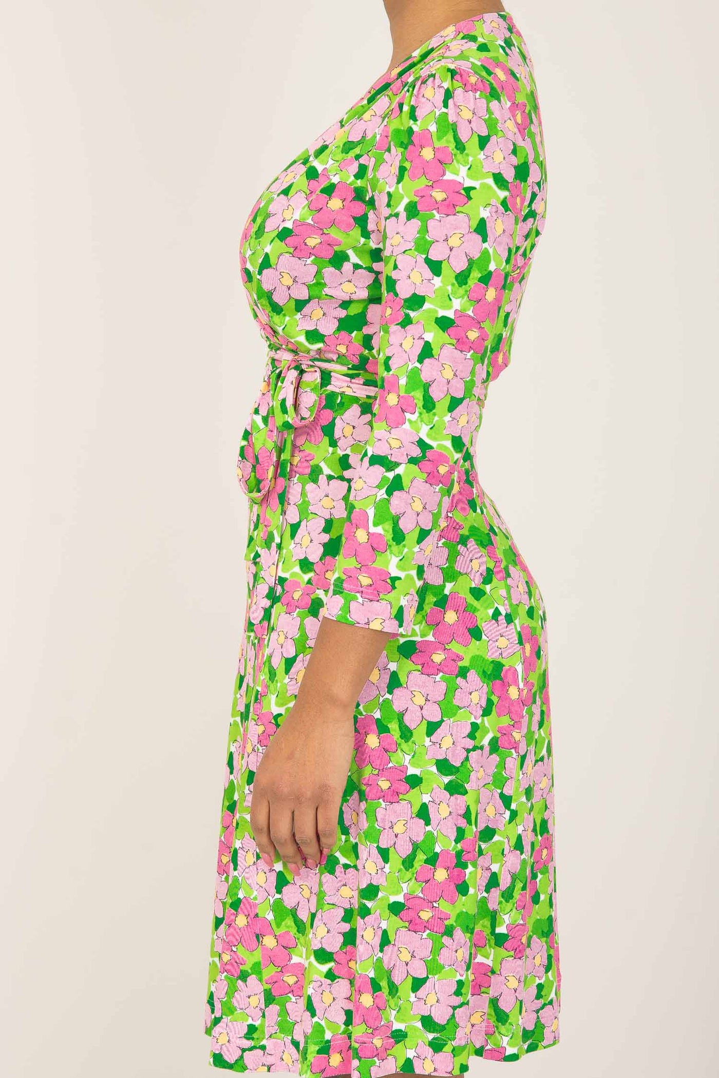 Essential printed short jersey dress - Pink flower - Mönstrad klänning i trikå