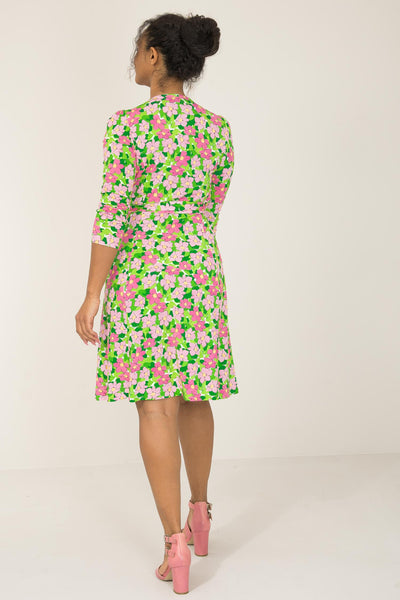Essential printed short jersey dress - Pink flower - Mönstrad klänning i trikå