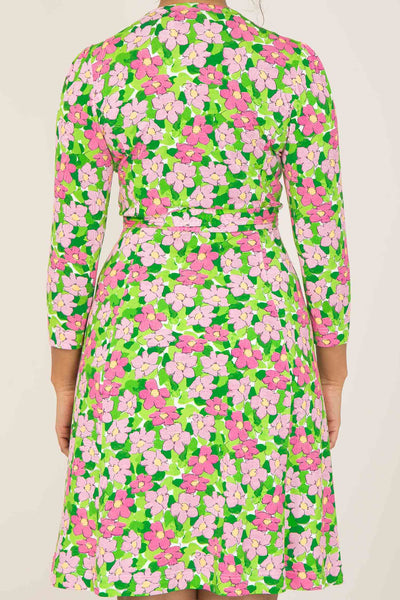 Essential printed short jersey dress - Pink flower - Mönstrad klänning i trikå