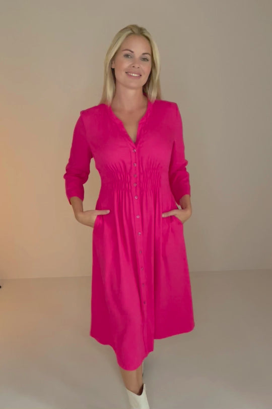 Stephanie shirt dress - Hot pink - Rosa skjortklänning
